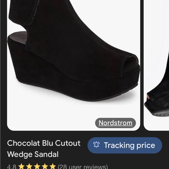Chocolat Blu Black Wedge Shoes with Open Back - Picture 6 of 8